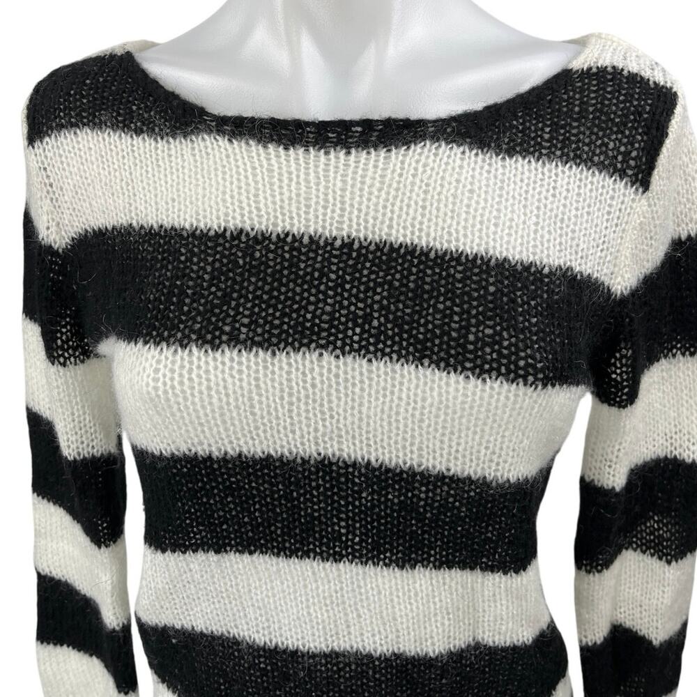 Brandy Melville Black and White Striped Scoop Neck Sweater - Picture 3 of 5